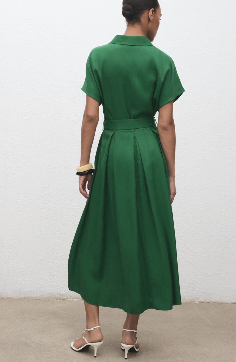 MANGO Belted Shirtdress, Alternate, color, Green