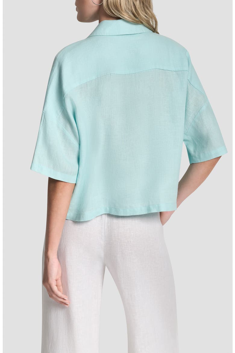 Linen Camp Shirt, Alternate, color, AQUA