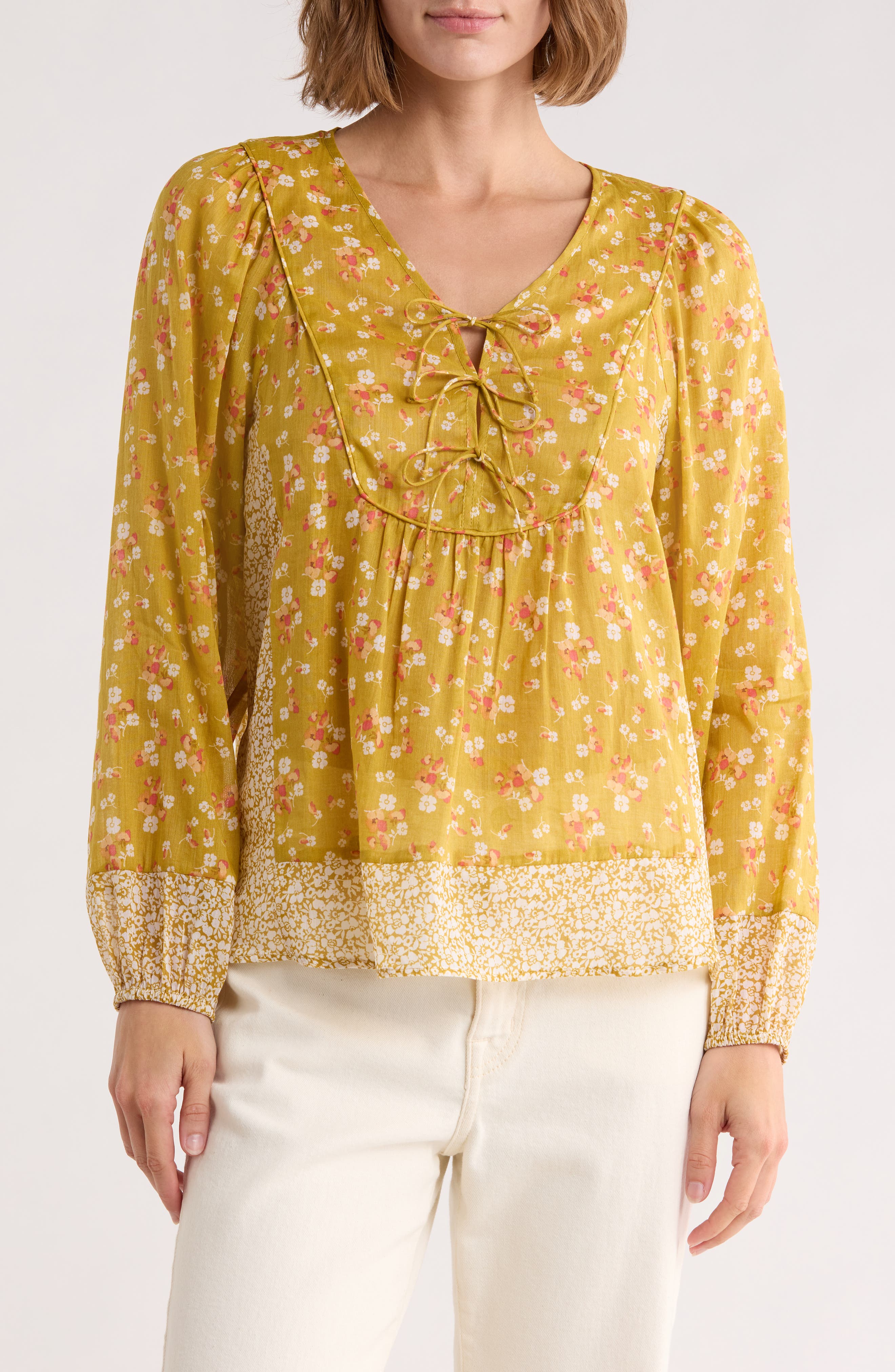 Floral Print Peasant Top - image 3