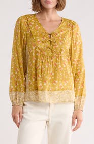 DR2 by Daniel Rainn Floral Print Peasant Top