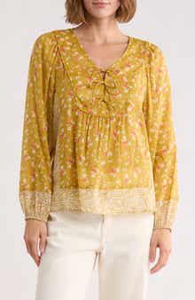 Floral Print Peasant Top