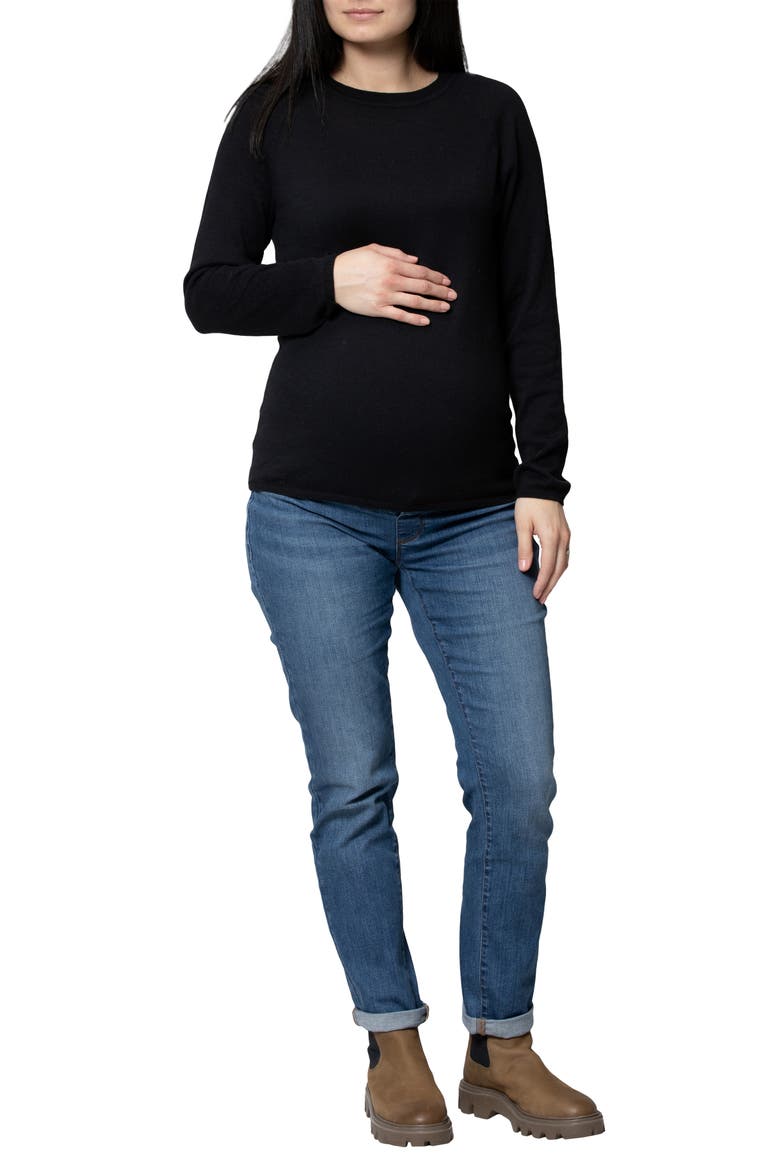 Nina Long Sleeve Maternity Sweater, Main, color, BLACK
