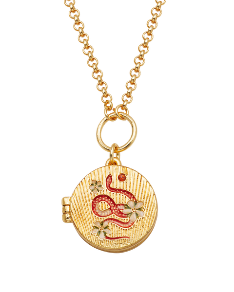 Snake & Blossom Locket Necklace