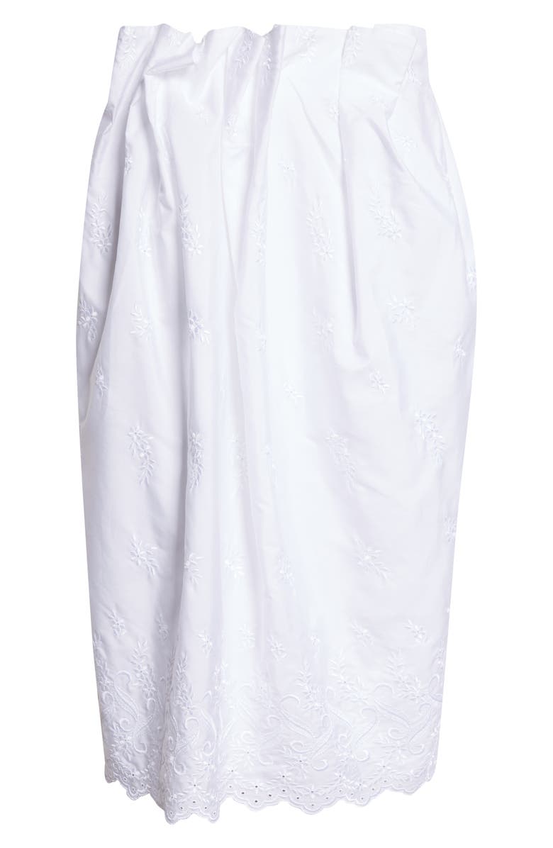 Simone Rocha Pleated Waist Poplin Pencil Skirt, Main, color, White