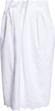 Simone Rocha Pleated Waist Poplin Pencil Skirt