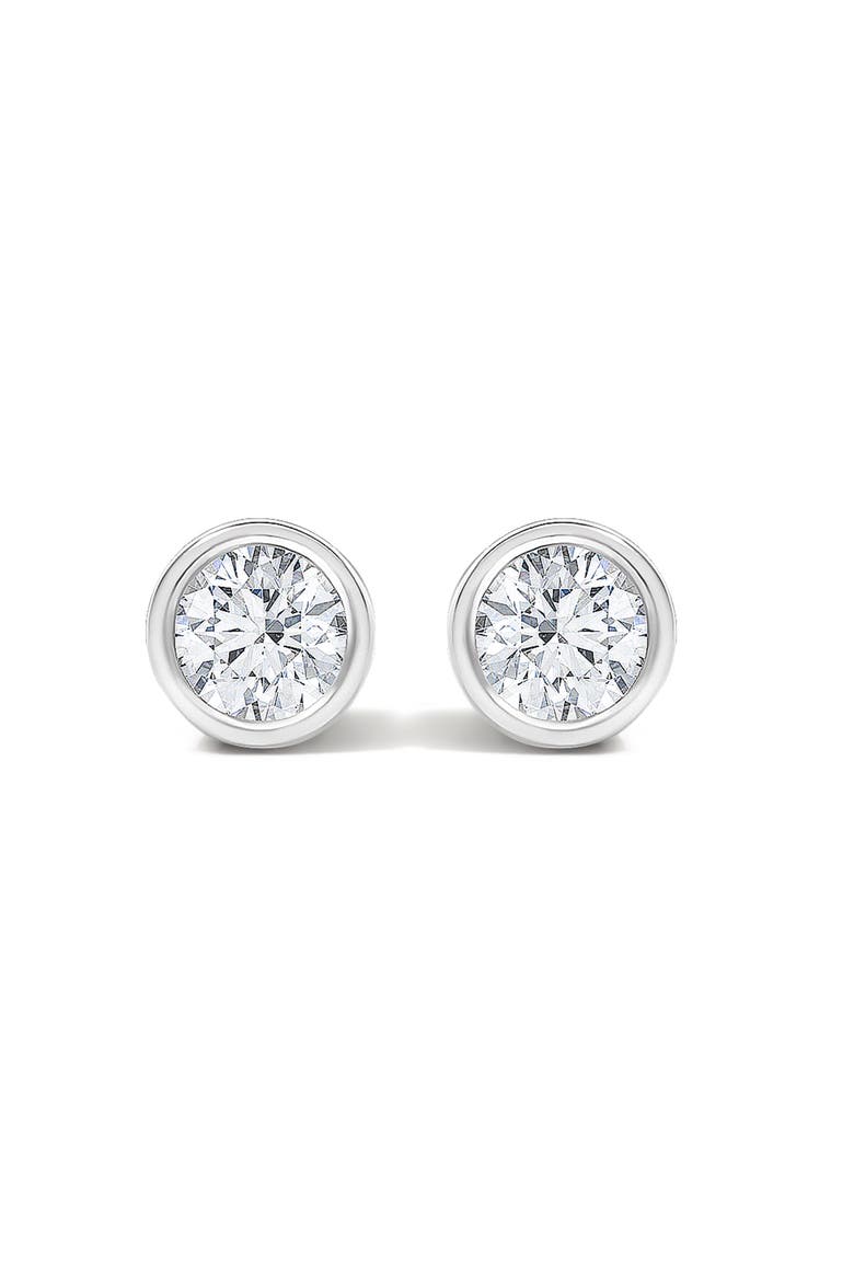 14K White Gold 1/2 Cttw Lab Grown Diamond Bezel Solitaire Stud Earrings, Main, color, White Gold