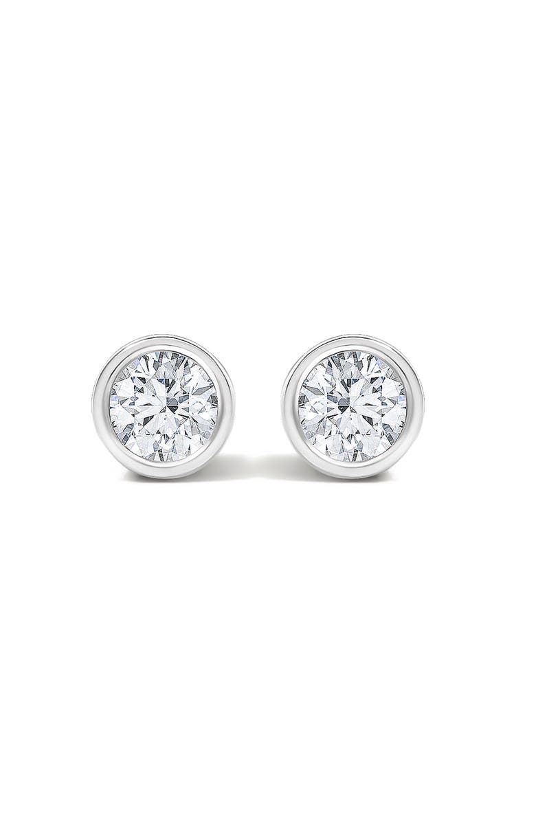 Haus of Brilliance 14K White Gold 1/2 Cttw Lab Grown Diamond Bezel Solitaire Stud Earrings, Main, color, White Gold