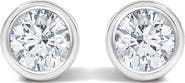 Haus of Brilliance 14K White Gold 1/2 Cttw Lab Grown Diamond Bezel Solitaire Stud Earrings