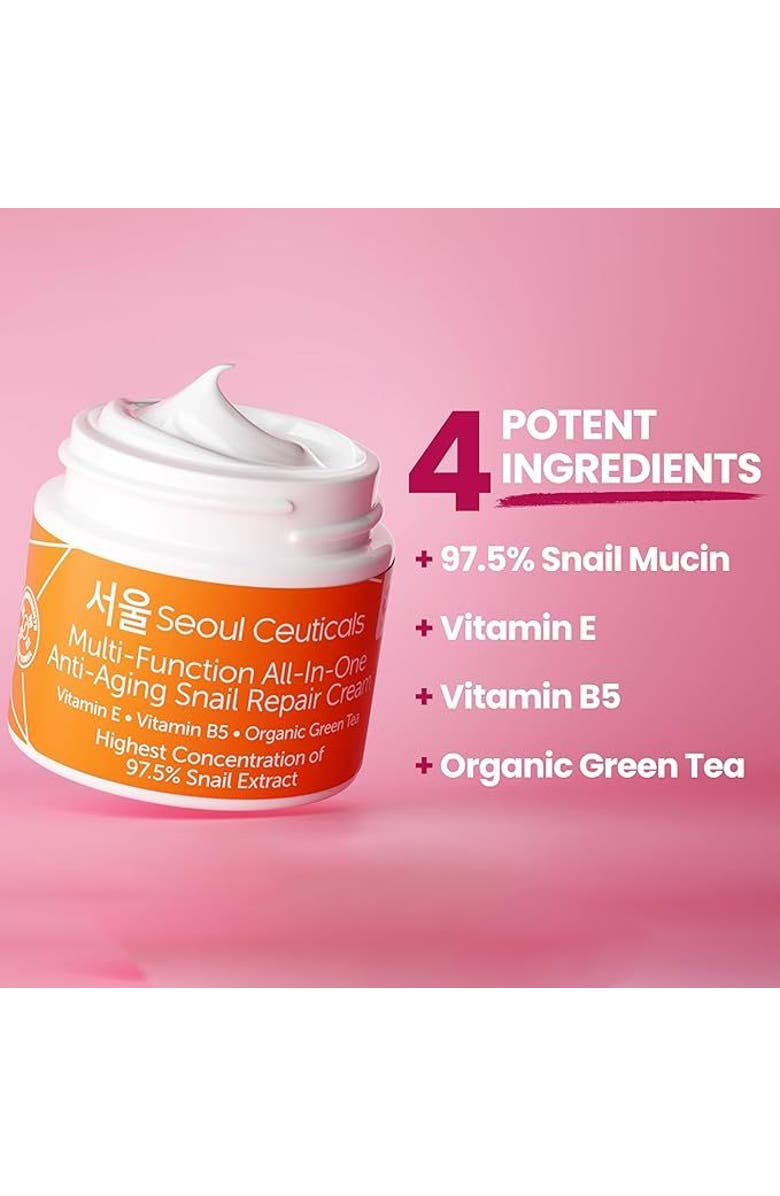 Seoul Ceuticals Korean Skincare Anti-Aging Snail Repair Cream, Alternate, color, Clear