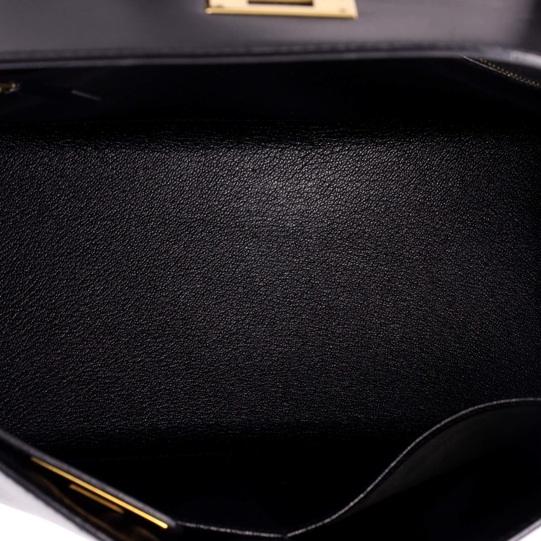 Pre-Owned Hermes Kelly Handbag Black Box Calf with Gold Hardware 32, Alternate, color, Noir