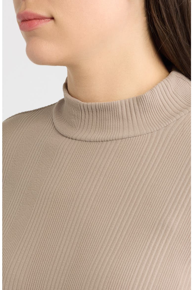 Mock Neck Long Sleeve Shirt, Alternate, color, MUSHROOM