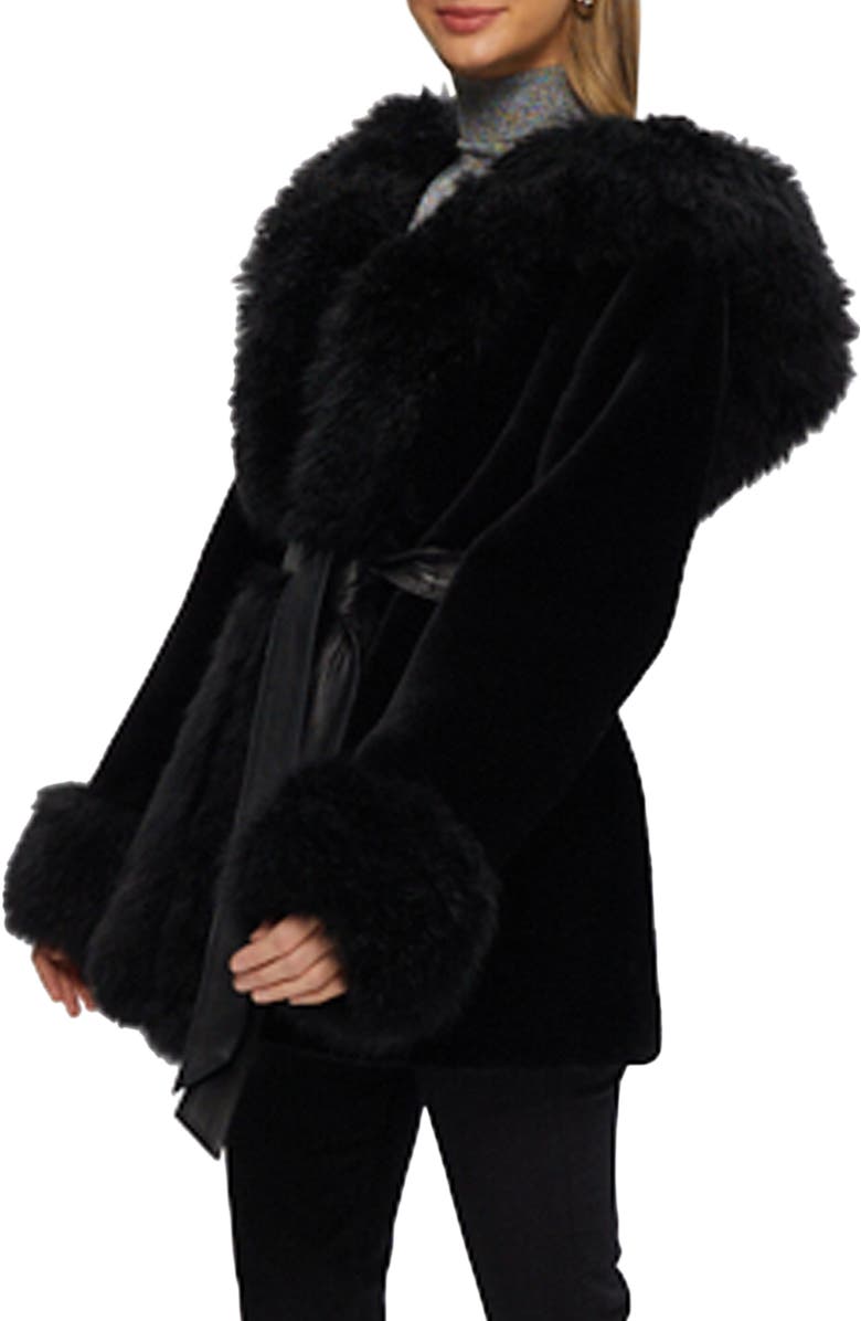 GORSKI Reversible Genuine Shearling Jacket, Alternate, color, Black/Black