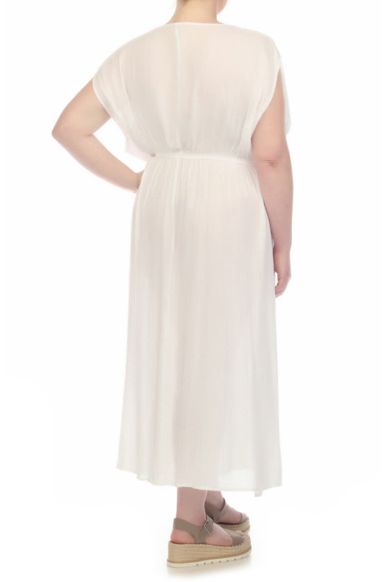 Metallic Stripe Cover-Up Maxi Dress, Alternate, color, WHITE / SILVER