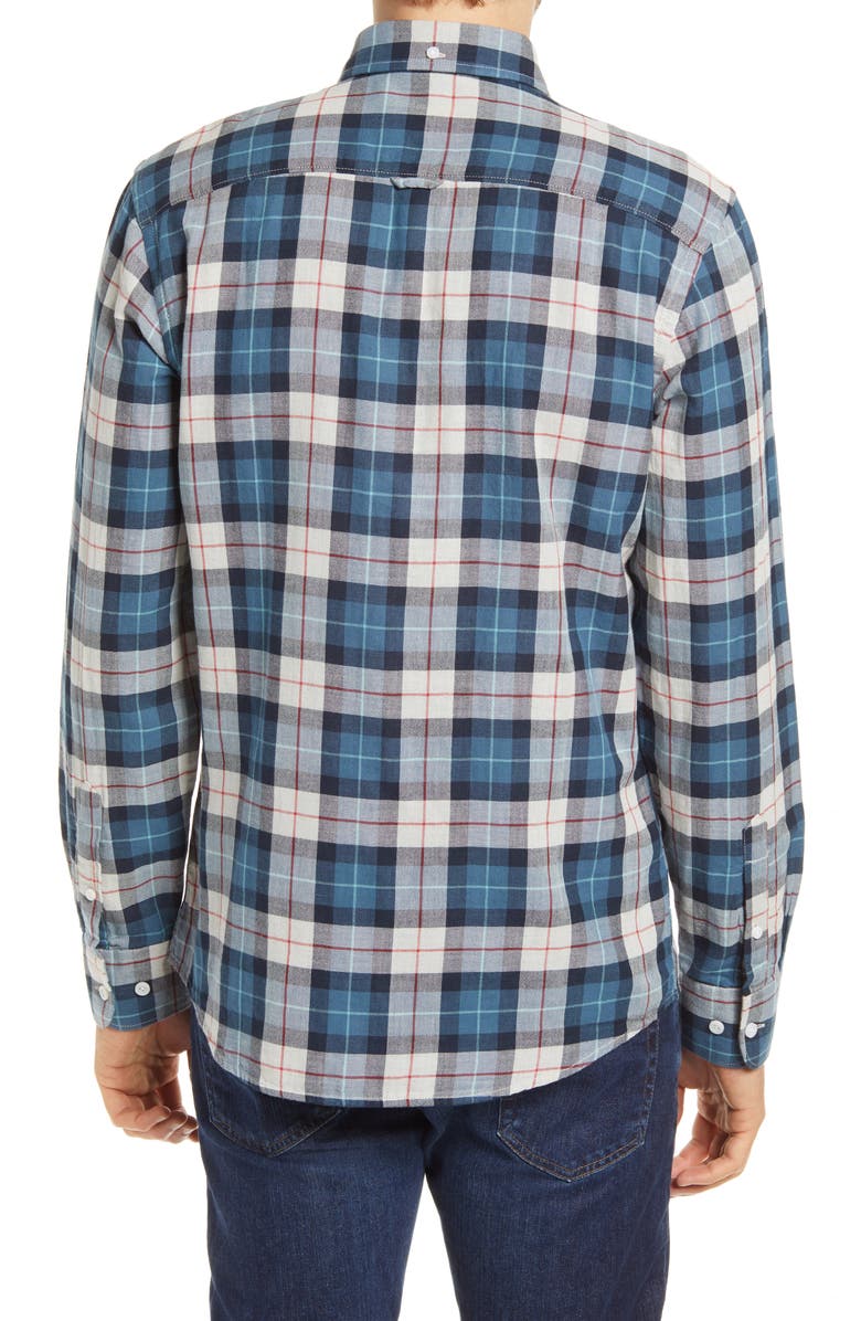1901 Duofold Slim Fit Plaid Button-Down Shirt, Alternate, color, Blue - Ivory Sean Plaid