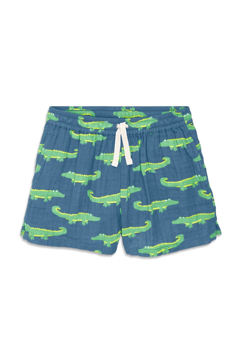Kids Cotton Gauze Beach Short, Main, color, Moonlight Alligators