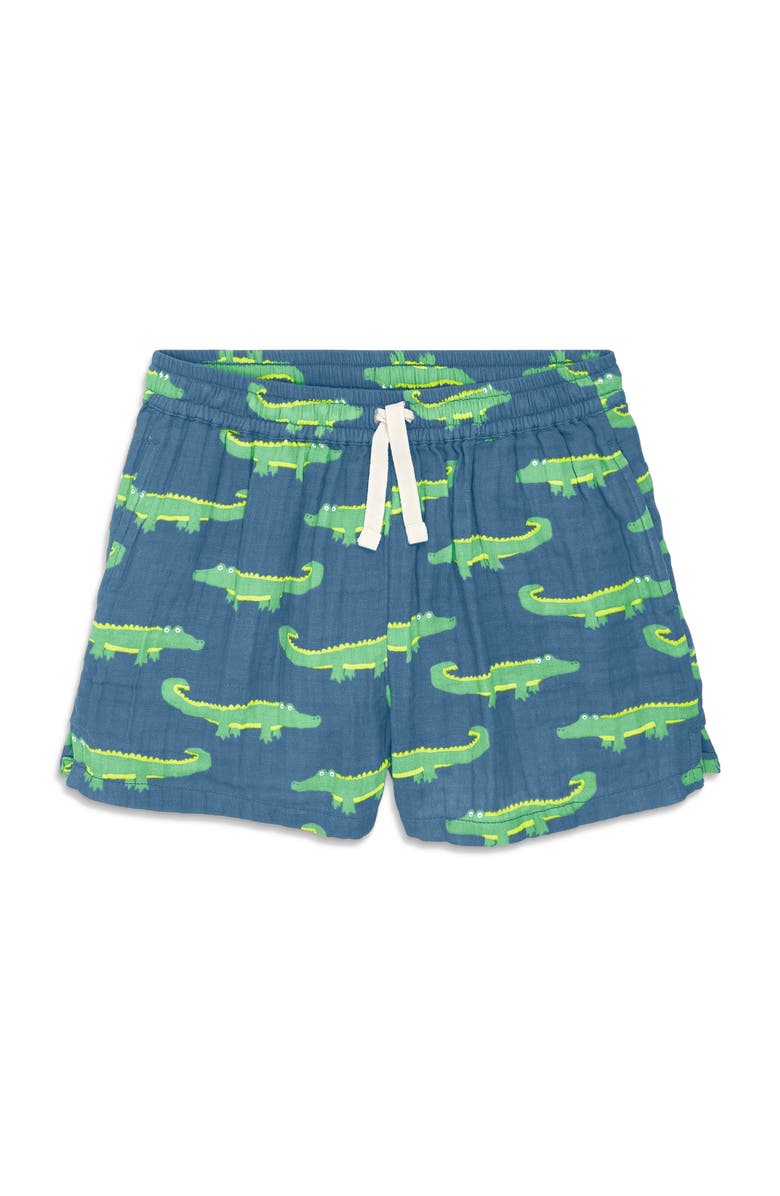 Primary Kids Cotton Gauze Beach Short, Main, color, Moonlight Alligators