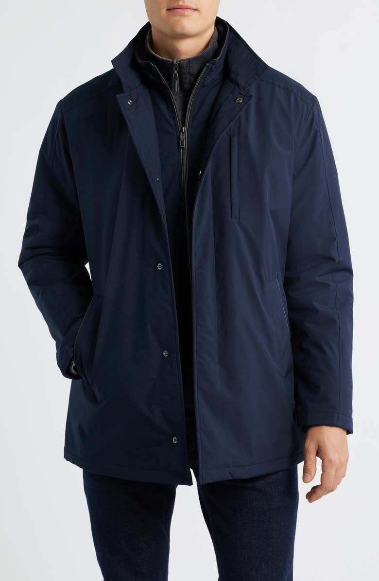 Johnston & Murphy Upton City Coat with Removable Bib, Main, color, Navy
