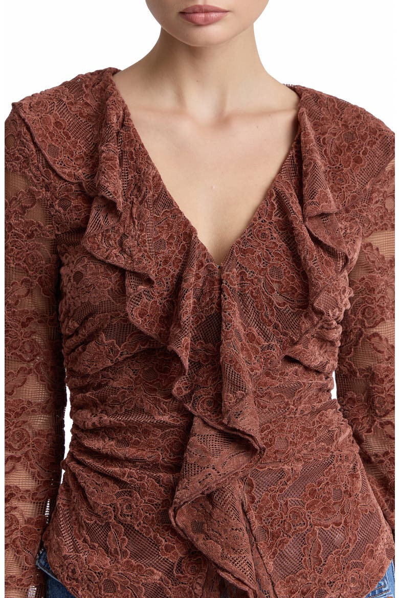 Ruffled Lace Top, Alternate, color, RUSSET