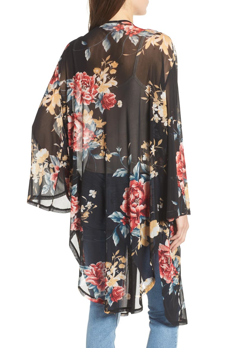 Floral Kimono, Alternate, color, BLACK GROUND RED FLORAL
