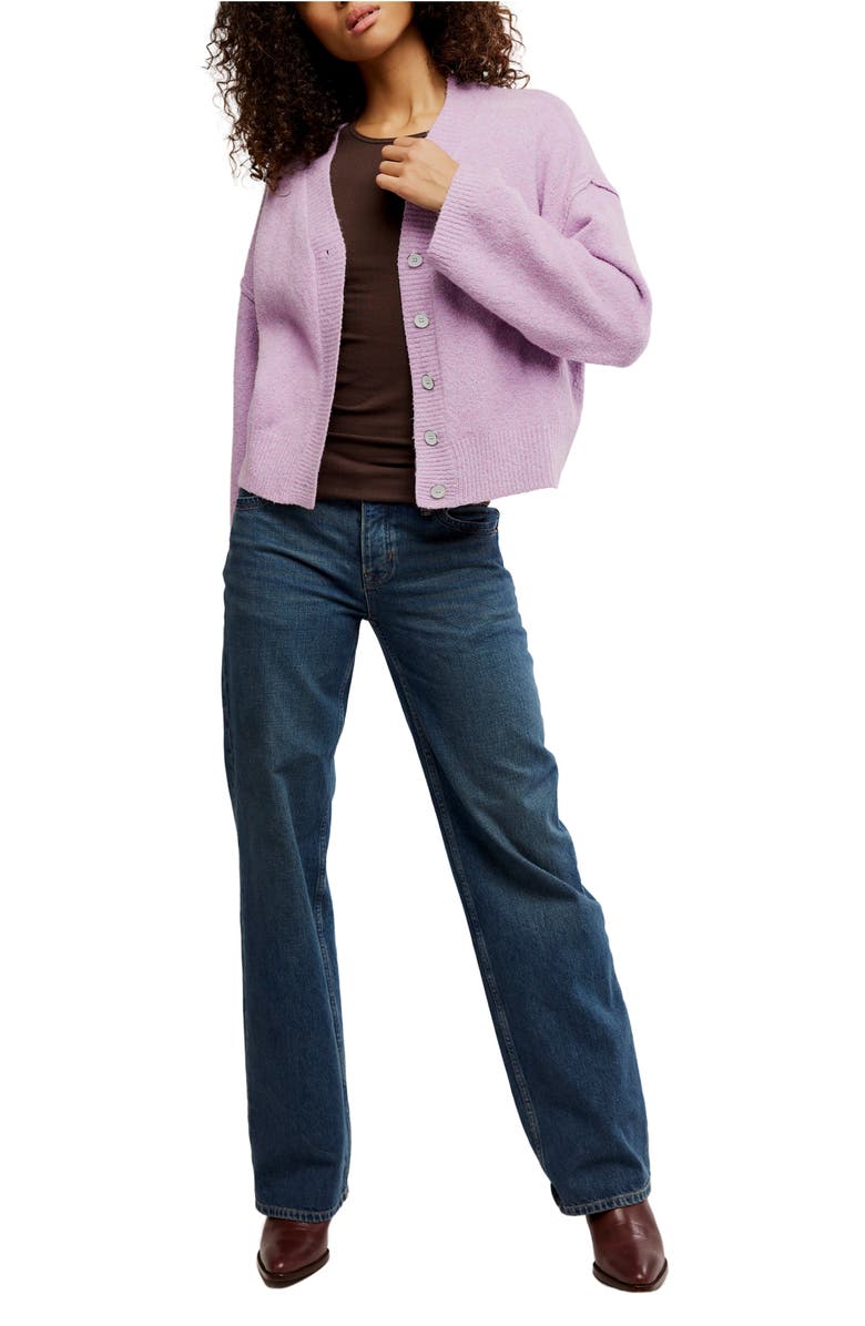 Free People Cool of the Night Cardigan, Alternate, color, Lilac Spell Melange