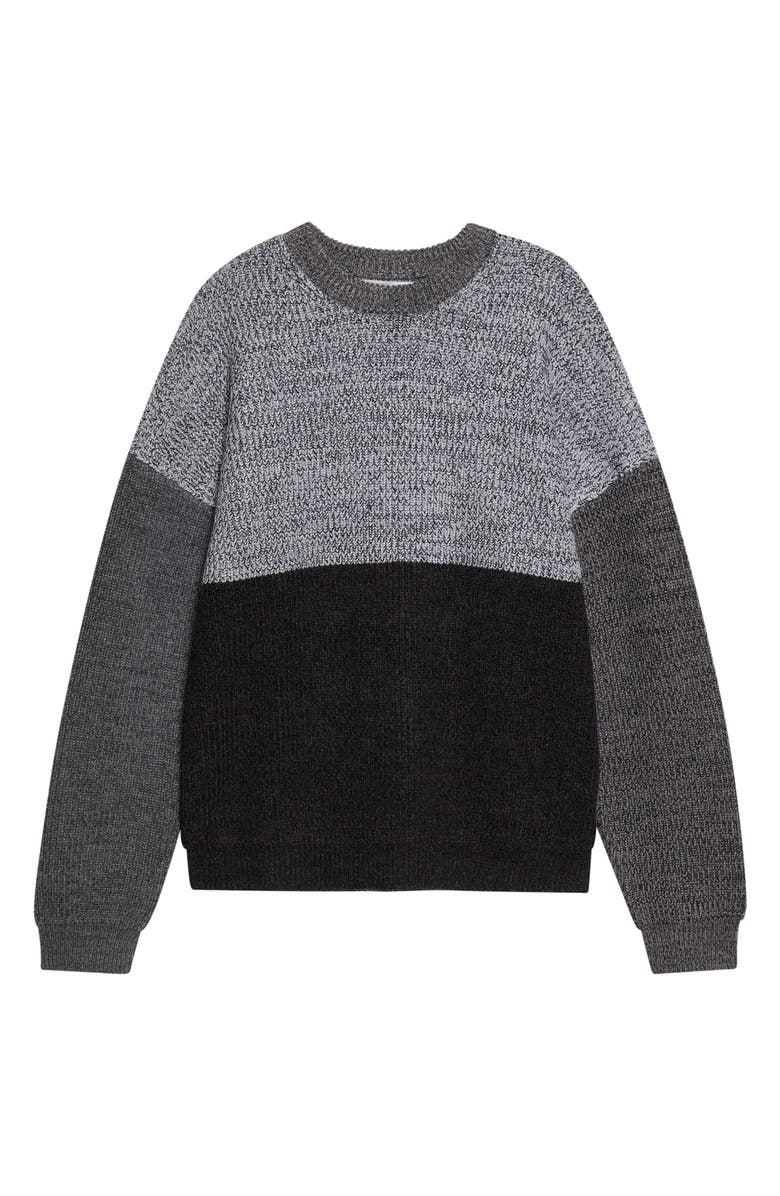 Waste Yarn Project Odd Colorblock Wool Blend Sweater, Alternate, color, Tonal Grey