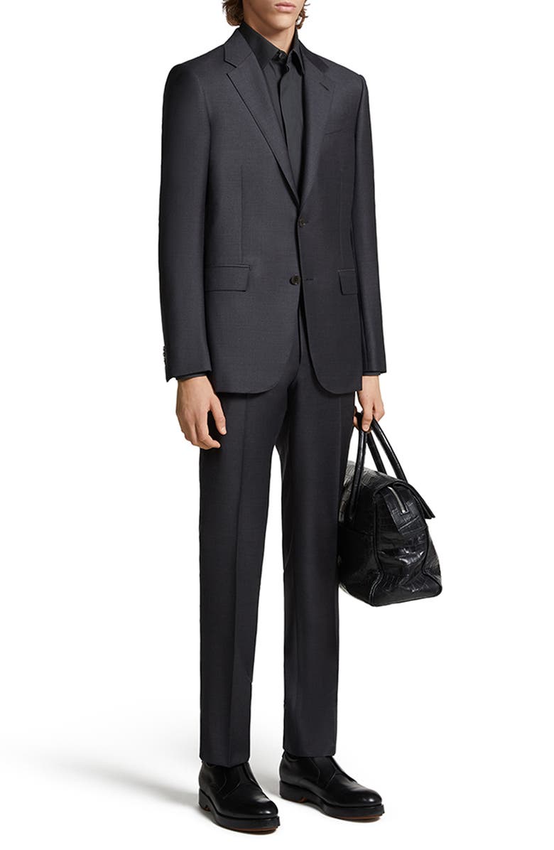 ZEGNA Pin Dot Trofeo Milano Wool Suit, Main, color, Dark Grey