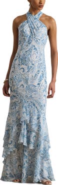 Lauren Ralph Lauren Halter Ruffle Maxi Dress