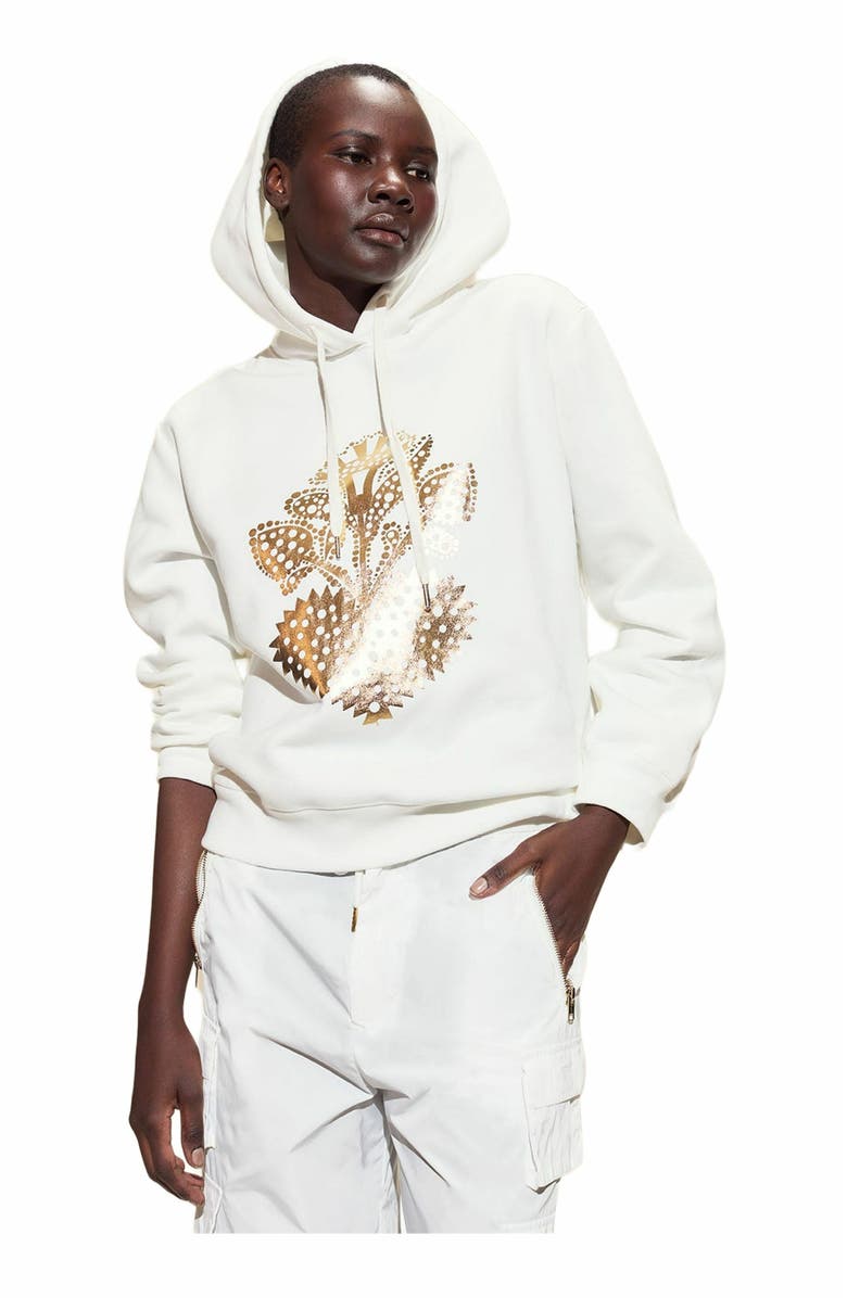 Cynthia Rowley Heart of Gold Hoodie, Alternate, color, White