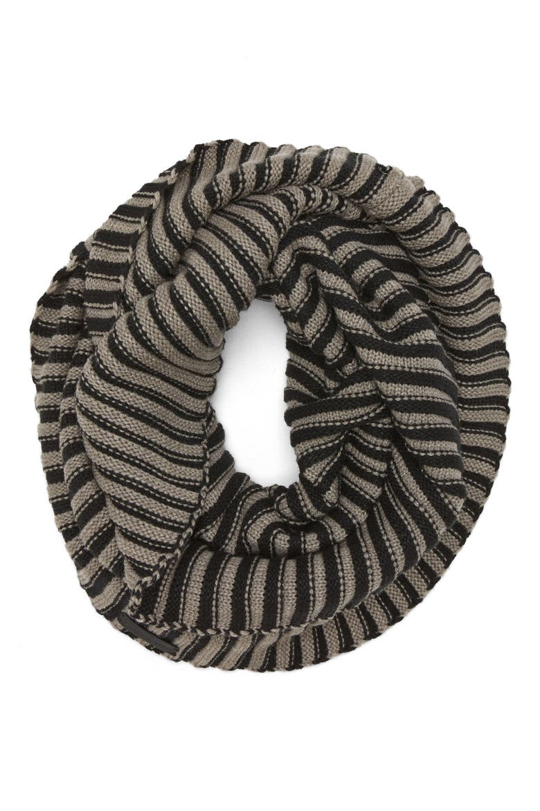 Plaited Rib Stripe Infinity Scarf, Main, color, HEATHER GREY