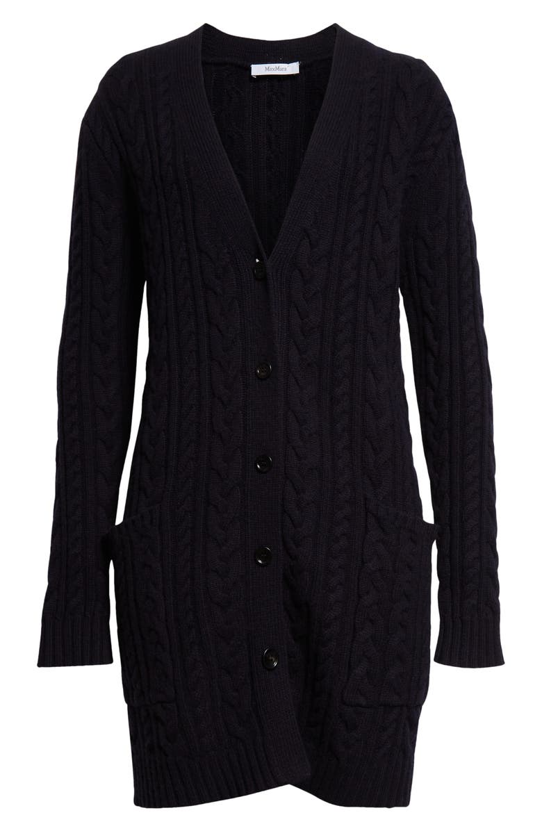 Max Mara Calotta Wool & Cashmere Cable Stitch Long Cardigan, Alternate, color, 