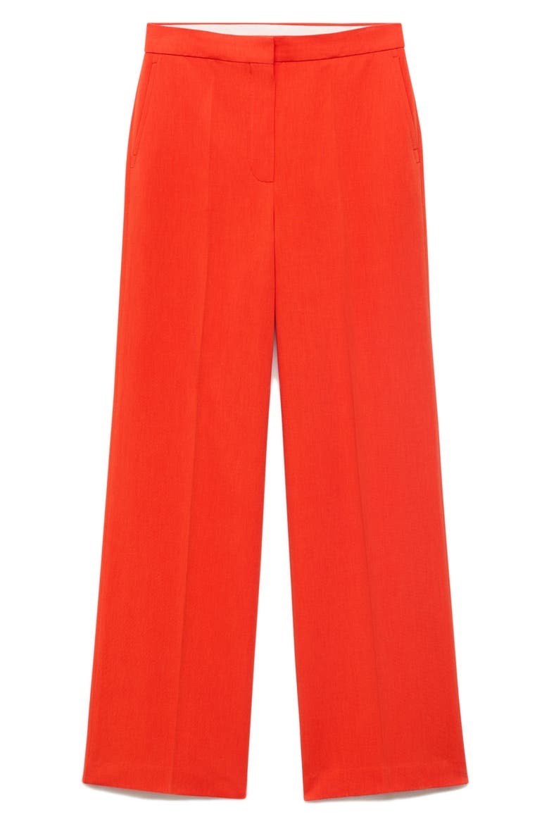 Pleated Straight Leg Pants, Alternate, color, CORAL RED