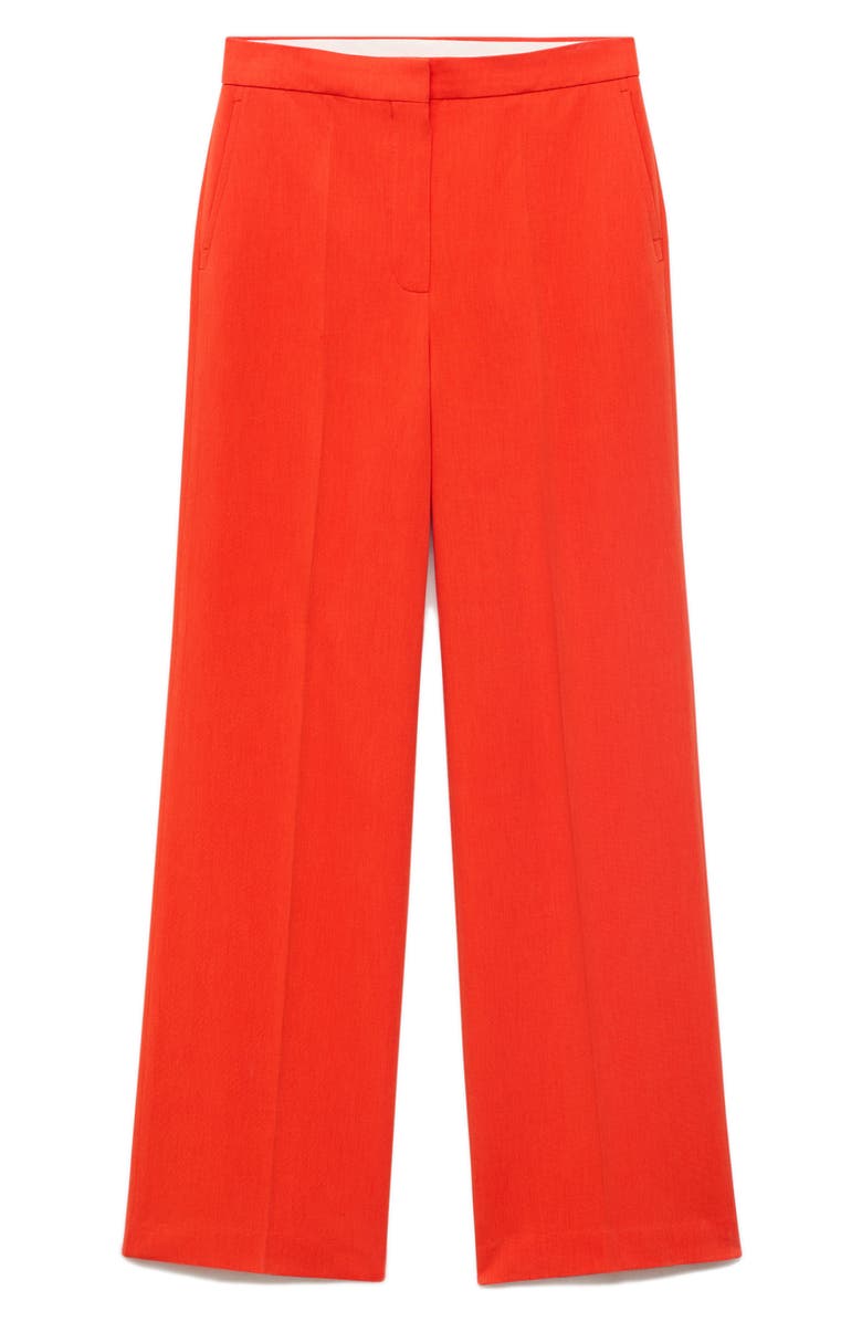 MANGO Pleated Straight Leg Pants, Alternate, color, Coral Red