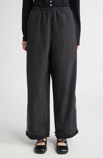 【関税込み】Sandy Liang ブラック Anja トラックパンツ Black Anja Track Pants by Sandy Liang on Sale