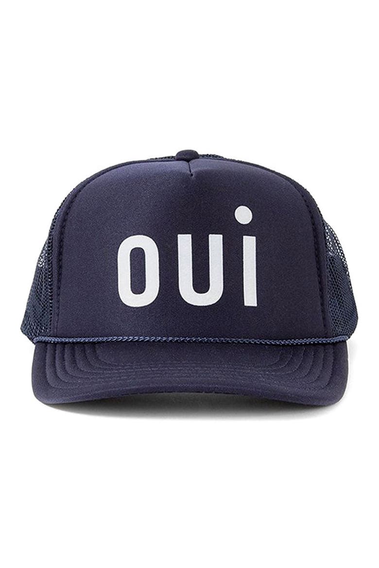 Trucker Hat, Alternate, color, NAVY W/ CREAM OUI