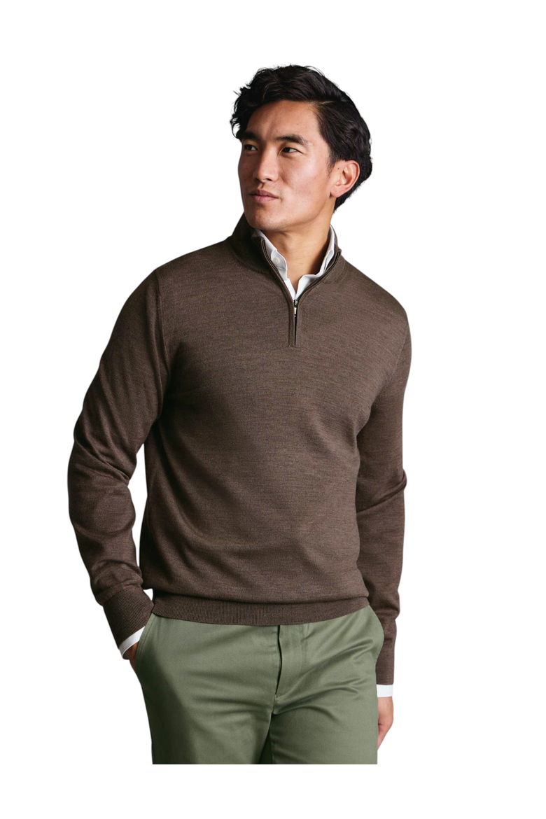 Merino Zip Neck Long Sleeve Sweater, Main, color, Mustard