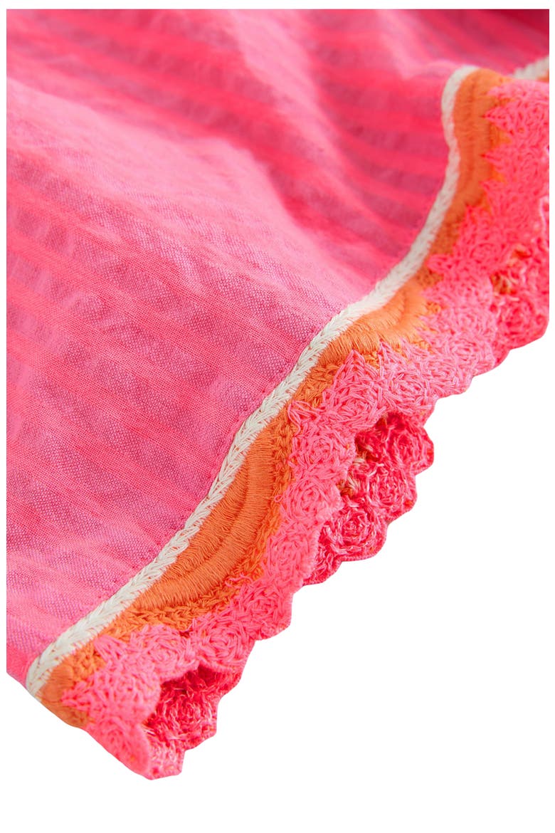Kids' Scallop Trim Seersucker Shorts, Alternate, color, PINK