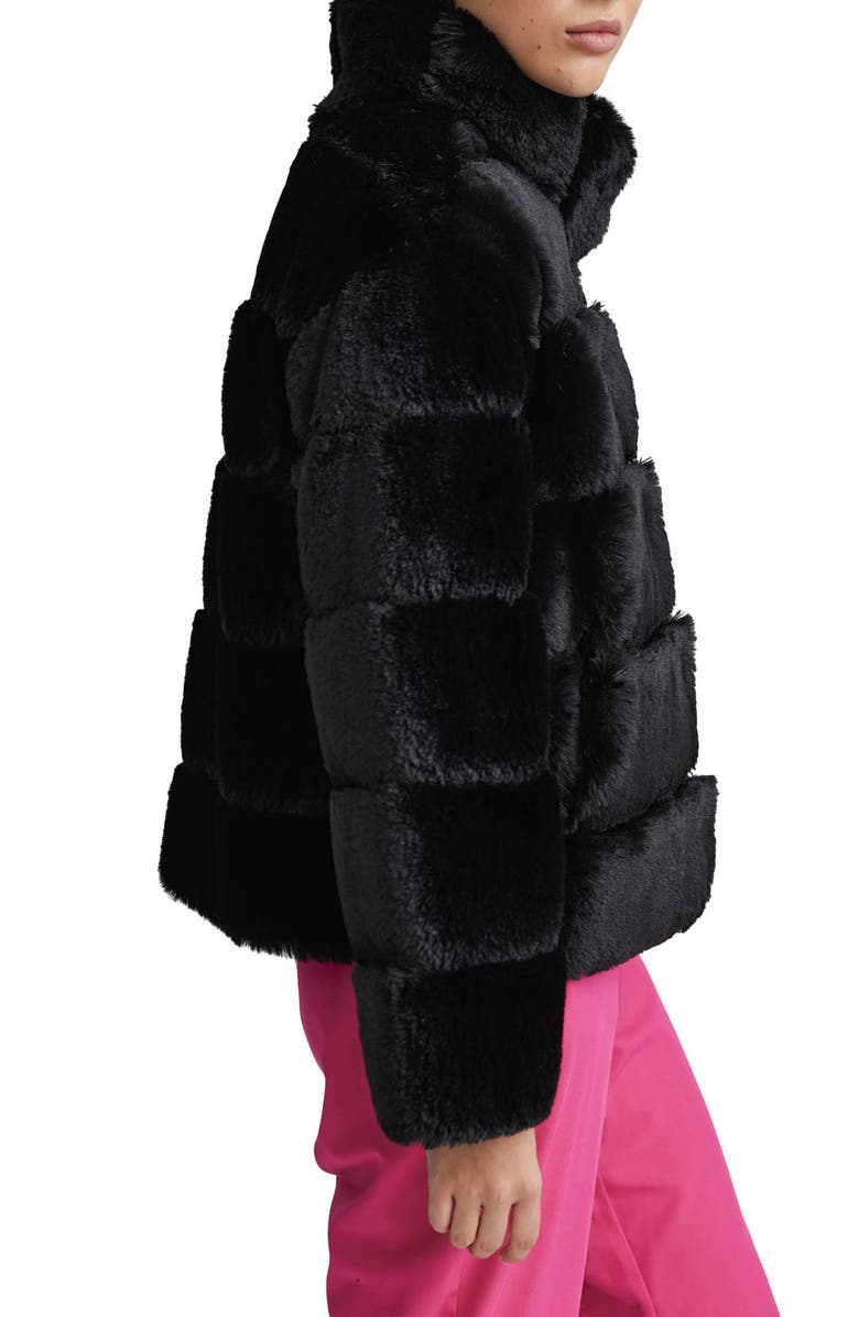 NVLT Boxy Faux Fur Jacket, Alternate, color, Black