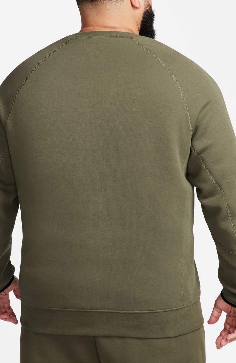 Nike Tech Fleece Crewneck Sweatshirt, Alternate, color, Medium Olive/ Black