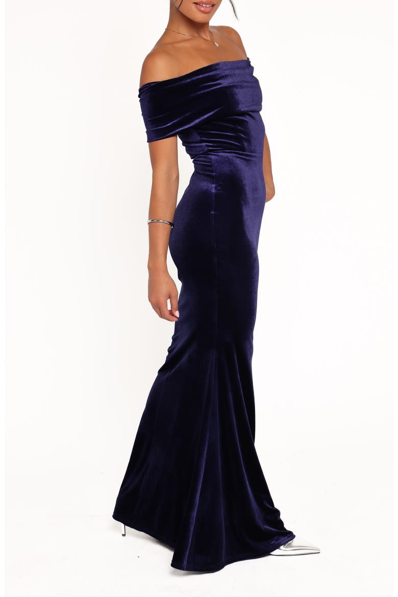 Adair Off the Shoulder Mermaid Gown, Alternate, color, NAVY