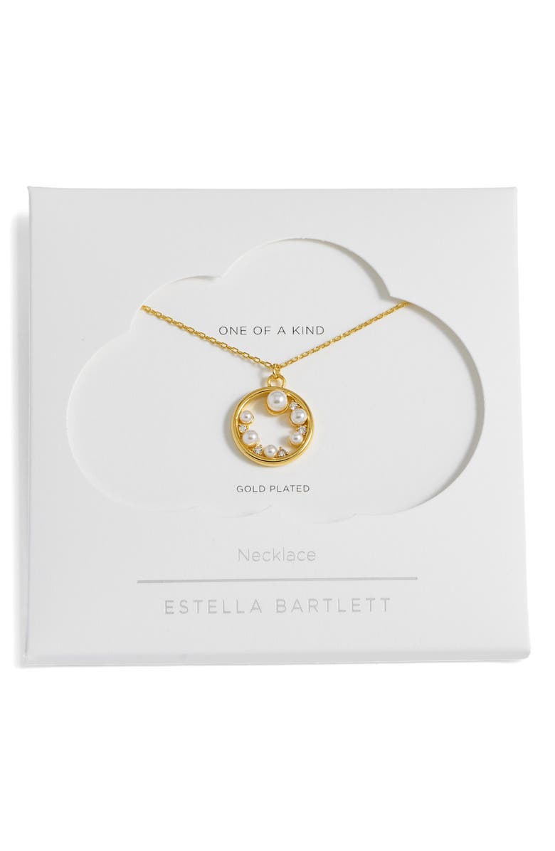 Estella Bartlett Faux Pearl & Crystal Circle Pendant Necklace, Alternate, color, Gold