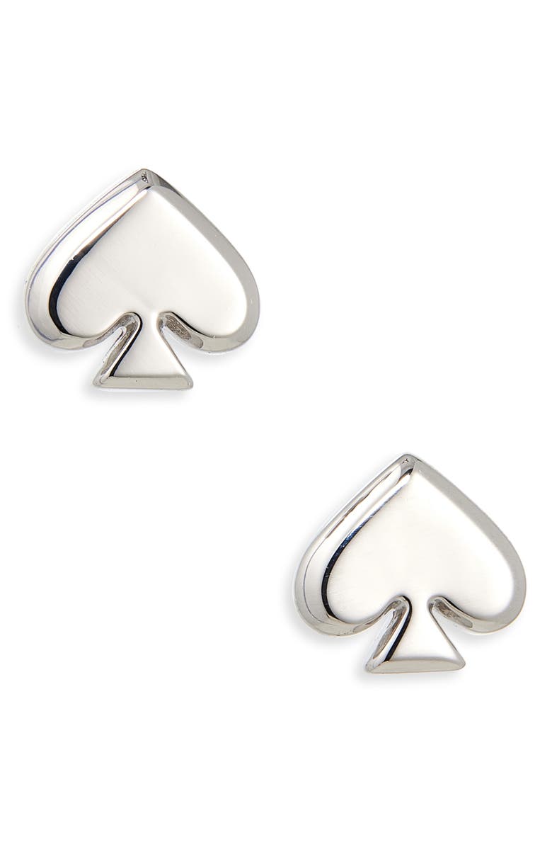 Kate Spade New York spade stud earrings, Main, color, Silver