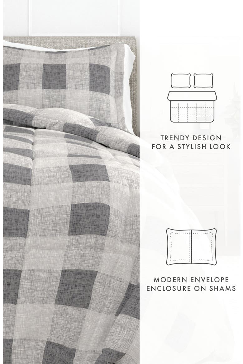 Gray Plaid Premium Microfiber Comforter Set, Alternate, color, GRAY