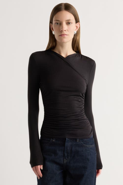 Modern Citizen Lilou Wrap-neck Long-sleeve Tee In Black