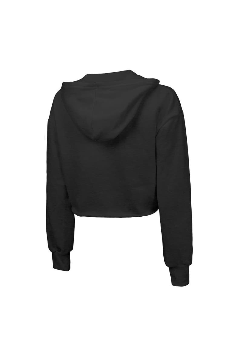 Women's Majestic Threads  Black Minnesota Timberwolves Tri-Blend Cropped Pullover Hoodie, Alternate, color, Black