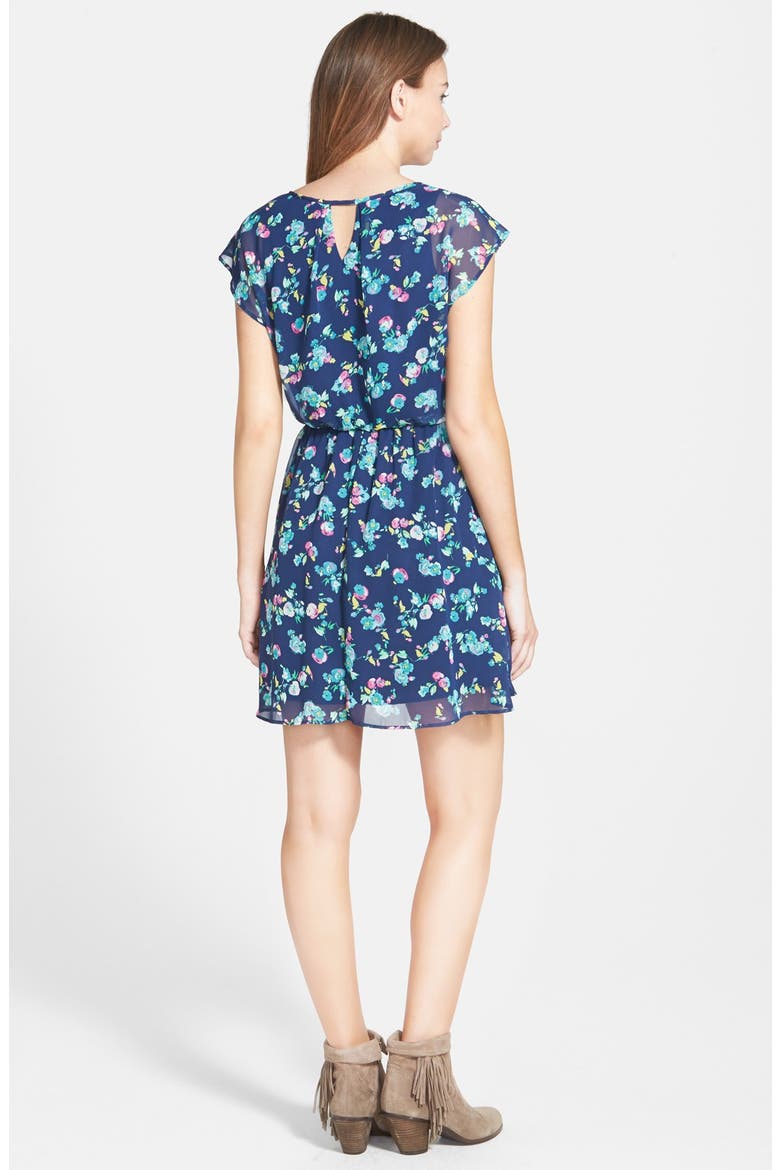 V-Neck Chiffon Dress, Alternate, color, NAVY FLORAL
