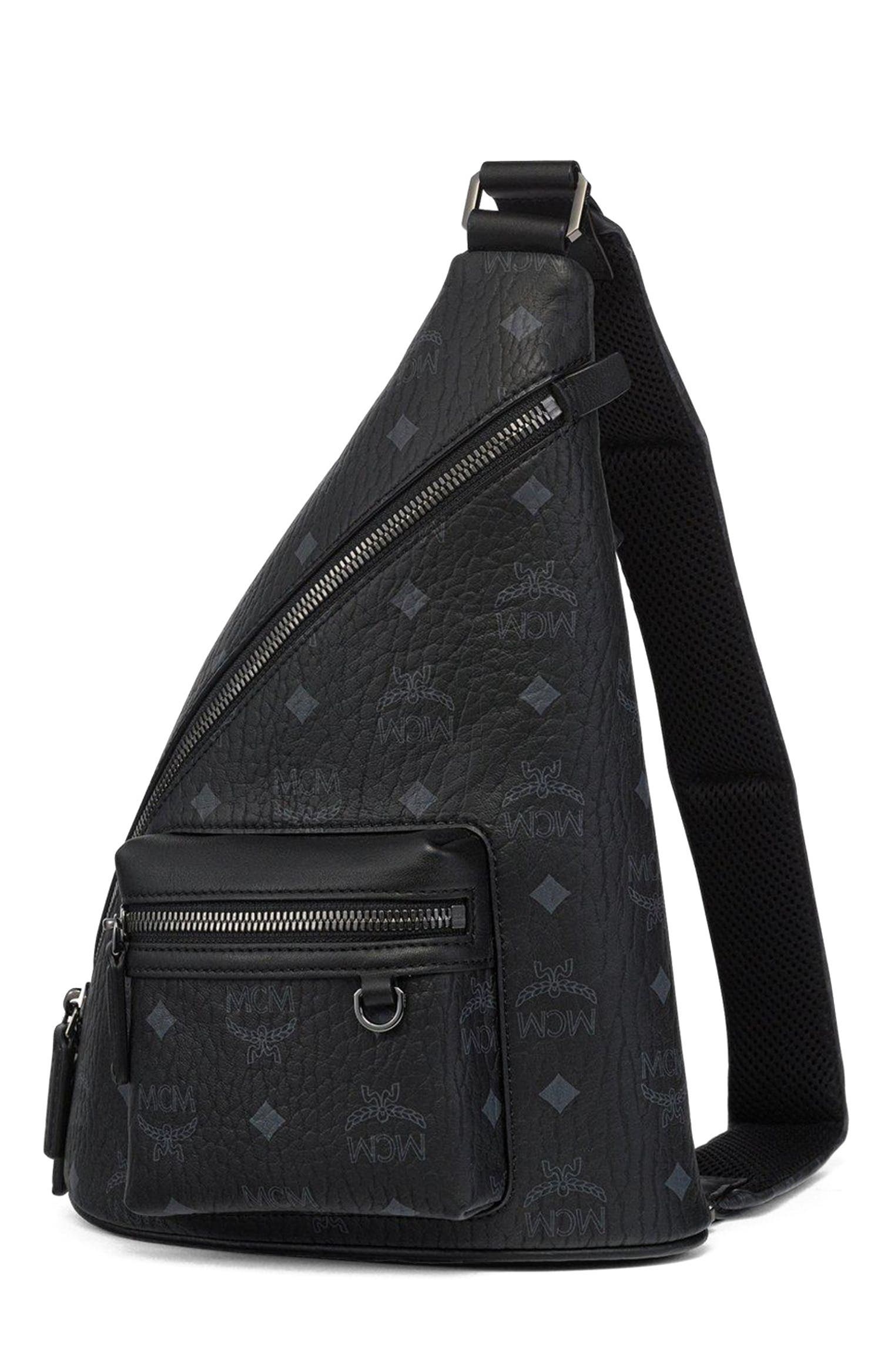 MCM Mini Aren Sling in Visetos, Alternate, color, Bk