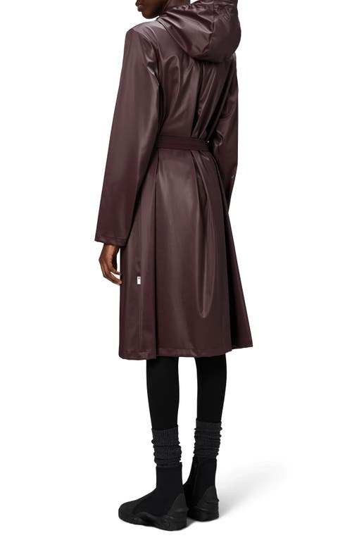 Rains Waterproof A-line Long Raincoat In Burgundy