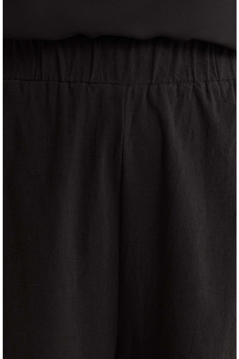 Isha Wide Leg Cotton & Linen Blend Capri Pants, Alternate, color, BLACK