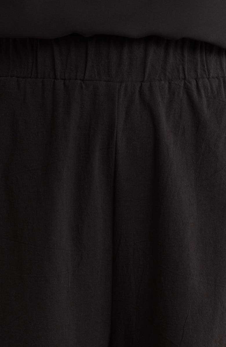 SUGARLIPS Isha Wide Leg Cotton & Linen Blend Capri Pants, Alternate, color, Black