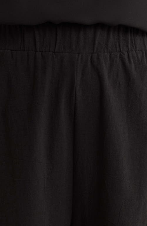 Sugarlips Isha Wide Leg Cotton & Linen Blend Capri Pants In Black